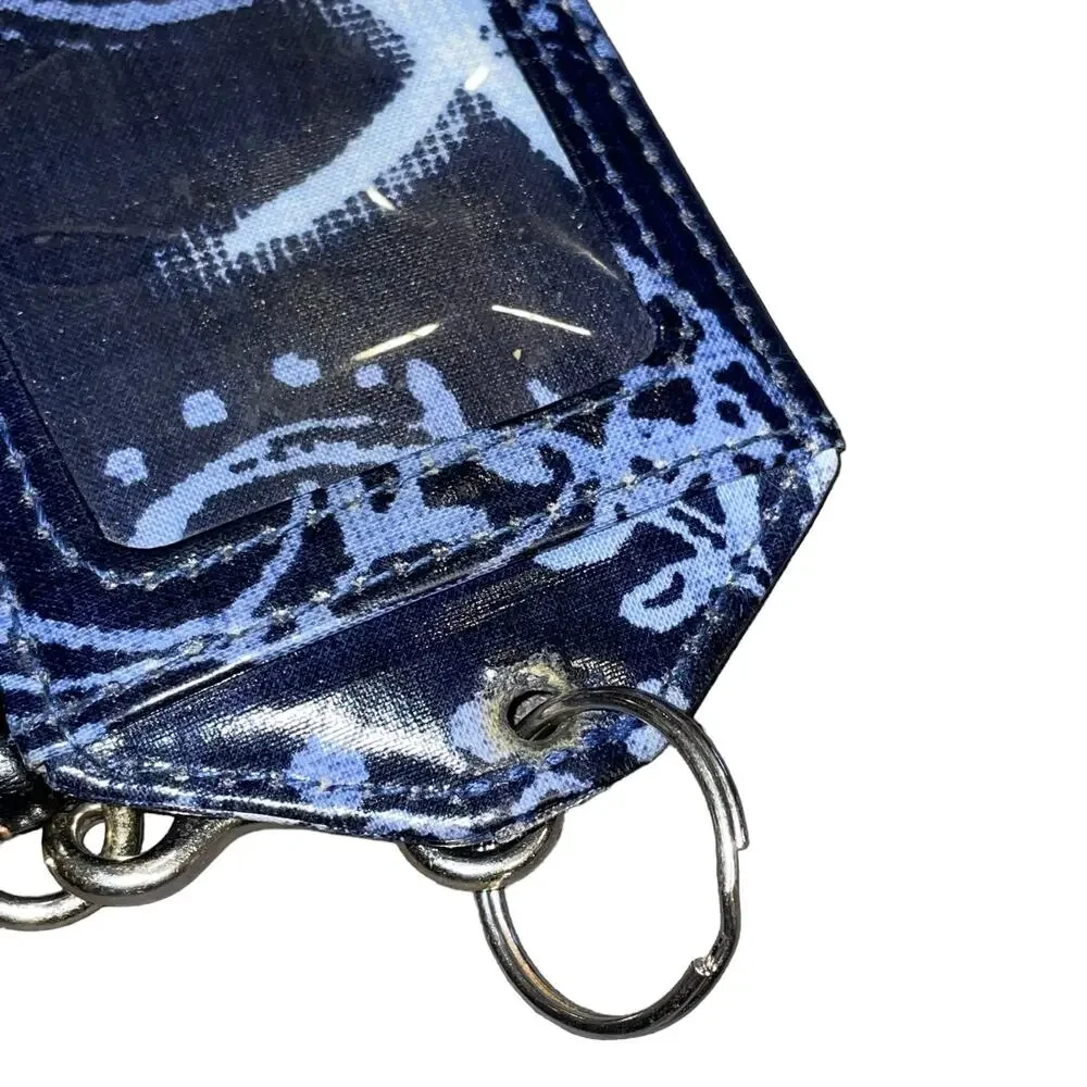 Vera Bradley Lanyard ID Case Card Wallet Indigo Plant Paisley Blue Quilted Fob